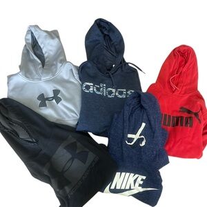 Men’s Sweater Hoodies Lot Nike Puma Under Armor Adidas Athleisure 5 Piece S/M